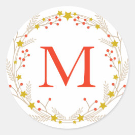 モノグラムクリスマスリーストゥウィグベリー封筒用シール ラウンドシール