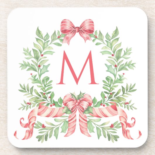 モノグラムクリスマスリース コースター (正面)