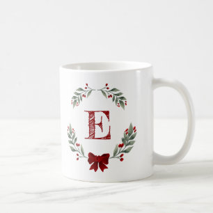 モノグラムクリスマスリース コーヒーマグカップ