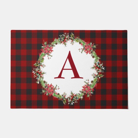 モノグラムクリスマスリース ドアマット (正面)