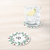 モノグラムクリスマスリース ラウンドペーパーコースター (インサイチュ)