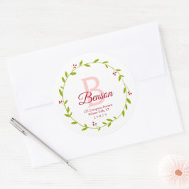 モノグラムクリスマスリースSVG差出人住所シール ラウンドシール