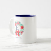 モノグラムクリスマスレッドボウリースホリデー ツートーンマグカップ (正面左)