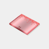 モノグラムクリスマスレッド滴下グリッターメタリック ポストイット (アングル)