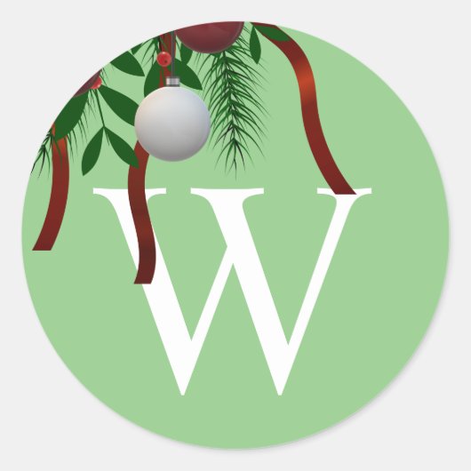 モノグラムクリスマス封筒用シールシール ラウンドシール (正面)