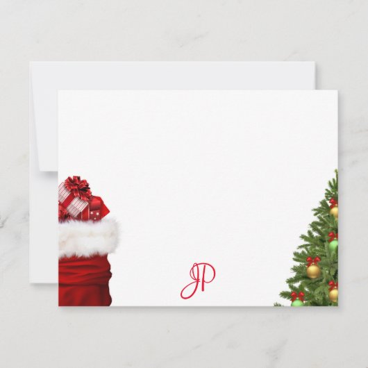 モノグラムクリスマス手書きスクリプトテンプレート ノートカード (正面)