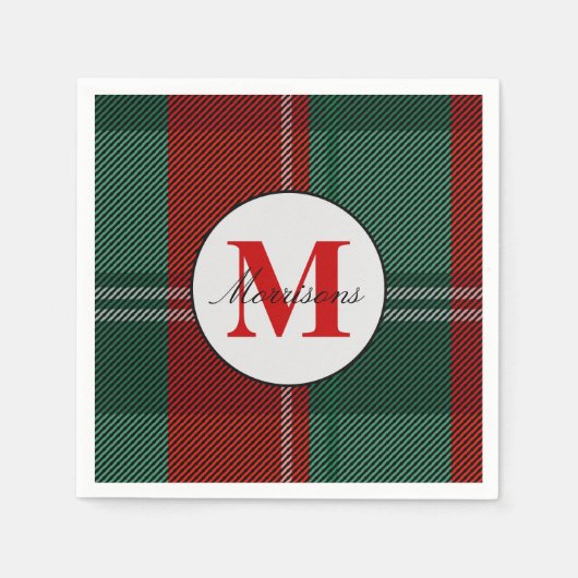 モノグラムクリスマス スタンダードカクテルナプキン (正面)