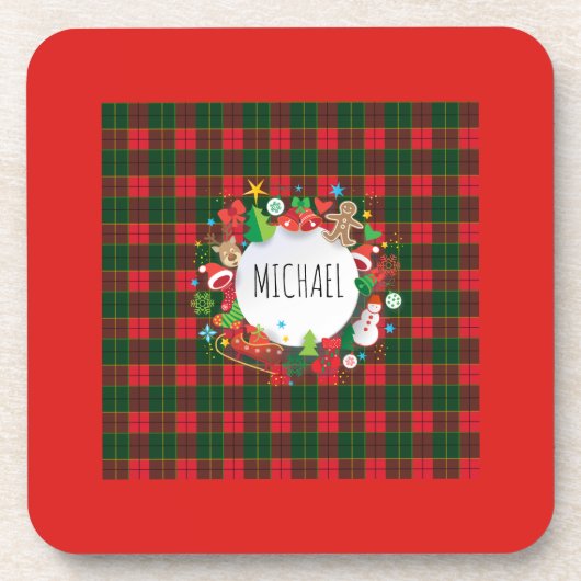 モノグラムクリスマス&ハッピーニューイヤーScotland Decor コースター (正面)