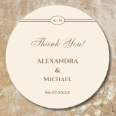 モノグラムクリームトー結婚ペありがとう ラウンドシール