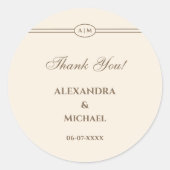 モノグラムクリームトー結婚ペありがとう ラウンドシール (正面)