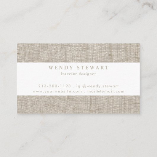 モノグラムクリームリネン生地テクスチャーシンプルモダン 名刺 (裏面)