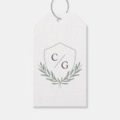 モノグラムクレストとオリーブ月桂樹リースありがとう ギフトタグ (正面)