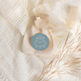 モノグラムクレストオーナメントダスティブルー結婚ズのロゴ ラウンドシール