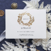 モノグラムクレストクラシックエレガントな結婚式QRコード 出欠カード