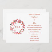 モノグラムクレストテラコッタホワイトシンプル結婚 招待状 (正面/裏面)