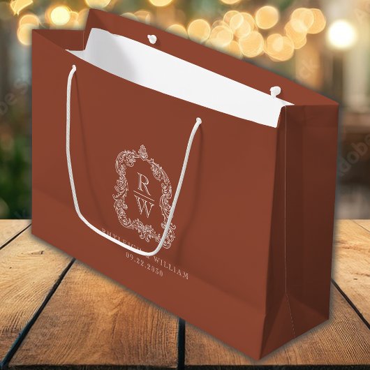 モノグラムクレストテラコッタ結婚ズ ラージペーパーバッグ