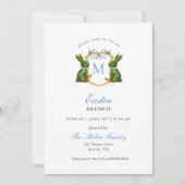 モノグラムクレストトピアリーバニーイースターブランチ 招待状 (正面)