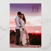 モノグラムクレストハートクラウンダークワインレッド結婚ズ 箔招待状 (裏面)