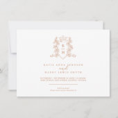 モノグラムクレストハートクラウンバラ金ゴールド白 招待状 (正面)
