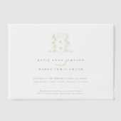 モノグラムクレストハートクラウン白金ゴールド結婚ズ ベラム紙招待状 (正面)