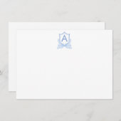 モノグラムクレストパーソナライズされたフラットノートカード ノートカード (正面/裏面)