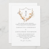 モノグラムクレストフローラ結婚式招待状 招待状 (正面/裏面)