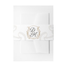 モノグラムクレストブラックアンド金ゴールドヴィンテージ招待状