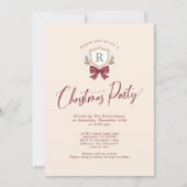 モノグラムクレストボウクリスマスパーティの招待状 招待状 (正面)