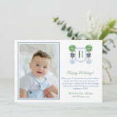 モノグラムクレストボクウッドハッピーホリデーズフォト シーズンカード (スタンド正面)