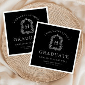 モノグラムクレスト白黒卒業パーティー スタンダードカクテルナプキン