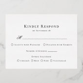 モノグラムクレスト結婚メニューのゴールドフォイルRSVPカード 箔招待状ポストカード (裏面)