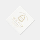 モノグラムクレスト金ゴールド白卒業パーティー スタンダードカクテルナプキン (角)