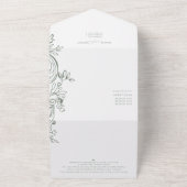 モノグラムクレスト3写真QRコードSage Green 結婚's オールインワン招待状 (外側)