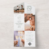 モノグラムクレスト3写真QRコードSage Green 結婚's オールインワン招待状 (内側)