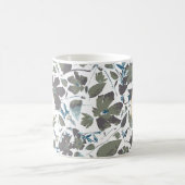 モノグラムクレマティスエレガントつる植物グリーンブルーフローラ コーヒーマグカップ (中央)