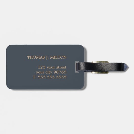 モノグラムクールはっきりした深いブルーブラウン ラゲッジタグ (裏面横)