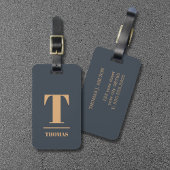 モノグラムクールはっきりした深いブルーブラウン ラゲッジタグ