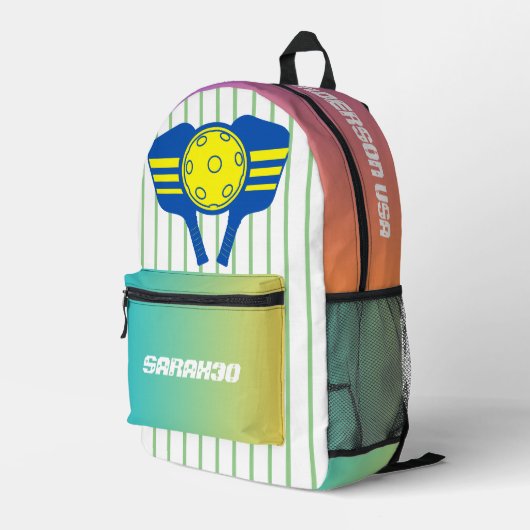 モノグラムクールグラデーショストライプンPickleballプレーヤー プリントバックパック (裏面右端)