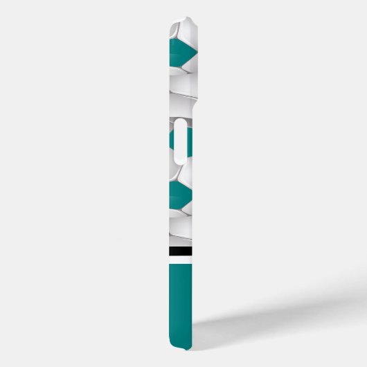 モノグラムクールティール（緑がかった色）ブラックサッカーボールパターン Case-Mate iPhoneケース (裏面 / 右)