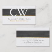 モノグラムクールロゴ素朴な黒板グレー金ゴールド 名刺 (正面/裏面)