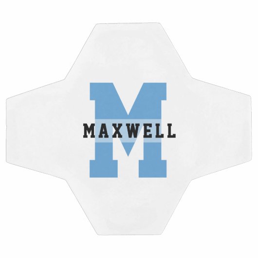 モノグラムクール名前をカスタムするクラシックライトブルー サッカーボール (フラット)