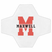 モノグラムクール名前をカスタムするクラシックレッドブラック サッカーボール (フラット)