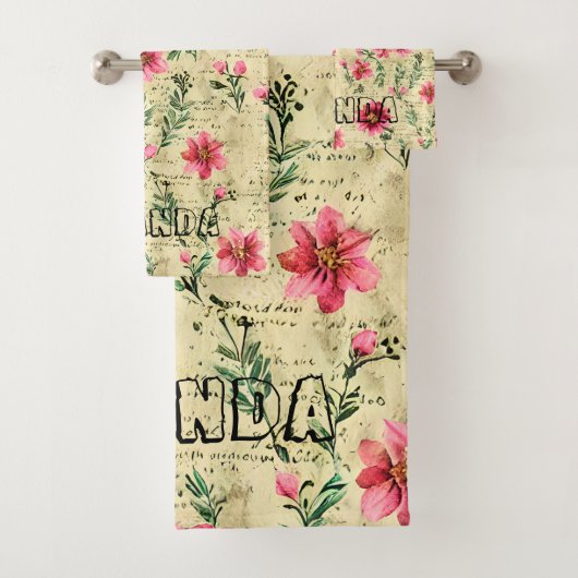 モノグラムクール透明文字レトロスクラップブック バスタオルセット (インサイチュ)