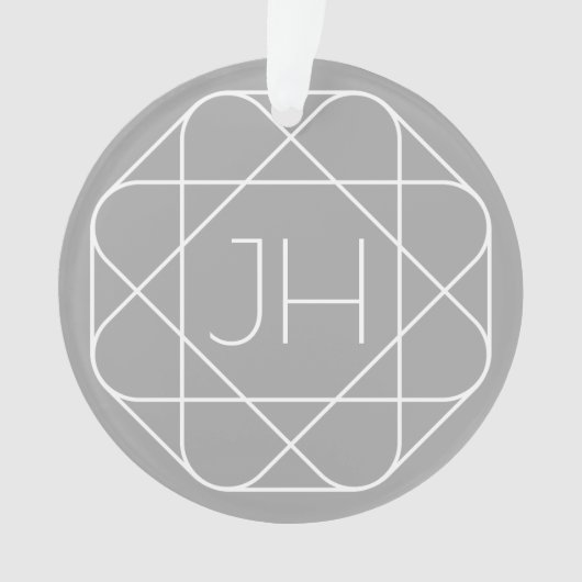 モノグラムクール、お尻ロゴスタイルVibe |グレーと白 オーナメント (正面)