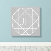 モノグラムクール、お尻ロゴスタイルVibe |グレーと白 キャンバスプリント (インサイチュ (ウッドフロア))