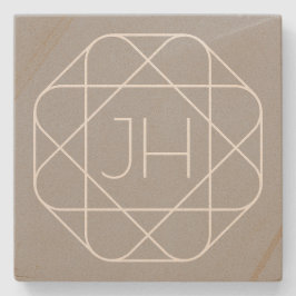 モノグラムクール、お尻ロゴスタイルVibe |グレーと白 ストーンコースター