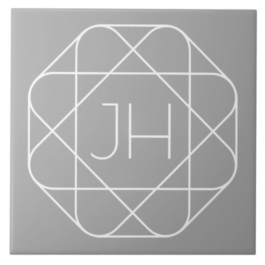 モノグラムクール、お尻ロゴスタイルVibe |グレーと白 タイル (正面)