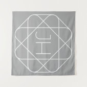 モノグラムクール、お尻ロゴスタイルVibe |グレーと白 タペストリー (正面(横))