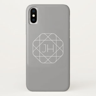 モノグラムクール、お尻ロゴスタイルVibe グレーと白 iPhone X ケース