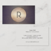モノグラムクールDJミュージック金ゴールドサークルWood モダン 名刺 (正面/裏面)